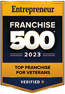 Entrepreneur Franchise 500 Top Franchise for Veterans 2023 badge